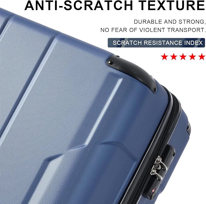 Merax 28 Inch Checked-Large Luggage with Wheels Aluminum Alloy Corner Hard Shell Suitcase TSA Luggage Suitcases for Travel Woman Men(Blue)