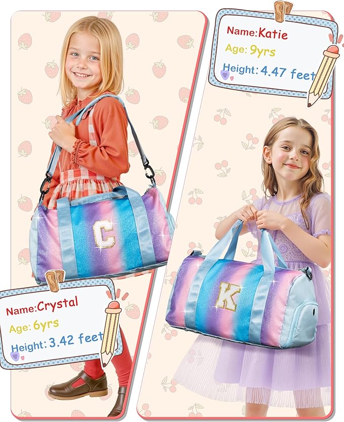Gifts for Daughter-Girl Gym Bag with Shoe Compartment, Kid Personalized Weekender Overnight Bags, Initial Travel Tote with Makeup Pouch, Gift for Granddaughter Sister Niece (Letter H)