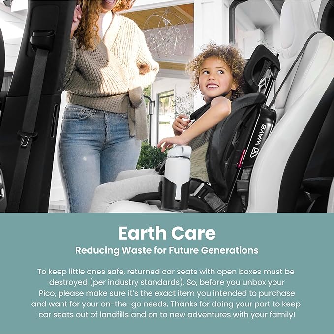 WAYB Pico Travel Car Seat with Premium Carrying Bag- Lightweight, Portable, Foldable - Perfect for Airplanes, Rideshares, and Road Trips - Forward Facing for Kids 22-50 lbs. and 30-45"