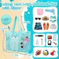 Tagitary Mesh Beach Bag with Zipper Large Beach Tote Waterproof Sandproof with 8 Pockets for Toys Pool Bag Beach Accessories
