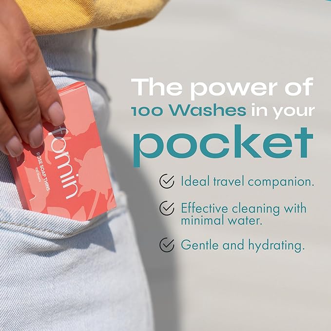 FOMIN - Antibacterial Paper Soap Sheets for Hand Washing - (300 Sheets) Rose, Jasmine, Lemon Portable Travel Dissolvable Camping Mini Soap Portable Hand Soap Sheet