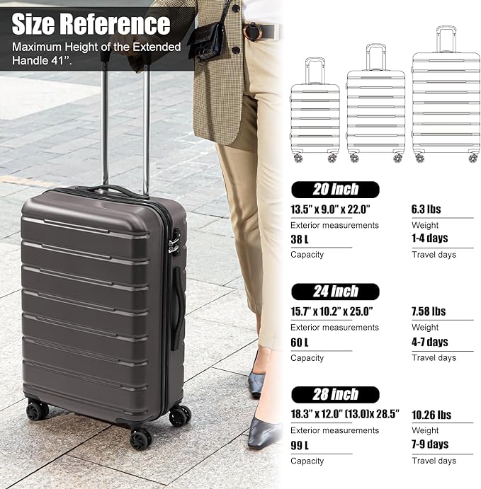 Coolife Luggage Suitcase Carry-on Spinner TSA Lock USB Port Expandable (only 28’’) Lightweight Hardside Luggage (Teal Blue, L(28in))