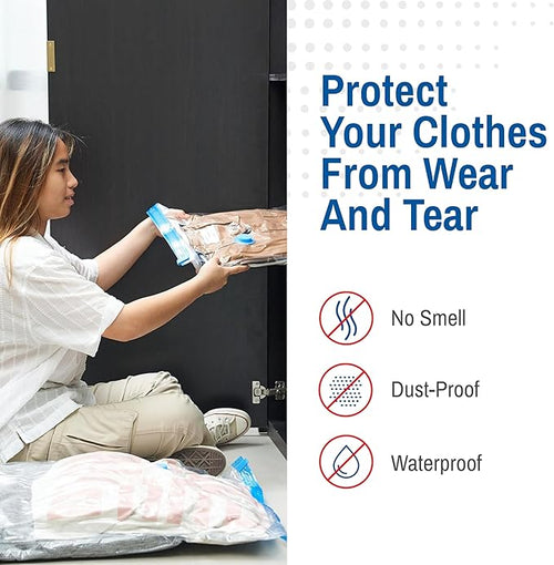 2 Pack Jumbo Vacuum Storage Bags for Comforters, Blankets & Clothes – Jumbo Vacuum Sealed Compression Bags with Hand Pump – Space Saver Storage Bags for Bedding, Moving, Travel & Organization