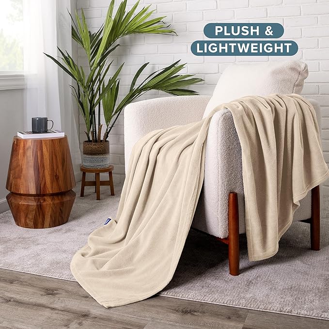 Bare Home Polar Fleece Blanket - King - Sand - Warm & Cozy - Premium Fleece - Throw for Bed, Sofa, Camping, Travel and Cold Nights - Lightweight Blanket (King, Sand)