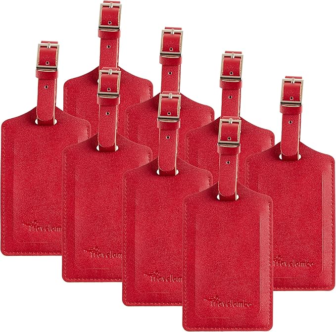 8 Pack Leather Luggage Travel Bag Tags by Travelambo