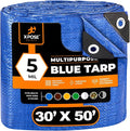 Better Blue Poly Tarp 30' x 50' - (Cut Size) Multipurpose Protective Cover - Lightweight, Durable, Waterproof, Weather Proof - 5 Mil Thick Polyethylene - by Xpose Safety