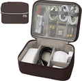 Electronics Organizer,Travel Cord Organizer Pouch, Portable Cable Organizer Bags, Waterproof Electronic Accessories Storage Case for Cables, Cords, Charger, Phone (Double Layer-Brown)