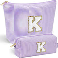 YOOLIFE Purple Makeup Bag for Girls- Personalized Cute Makeup Pouch for Girlfriend Bridesmaid Wife | Cosmetic Travel Toiletry Bag for Friend | Birthday Gift Idea for Her Mom Preppy Makeup Bag Gift K