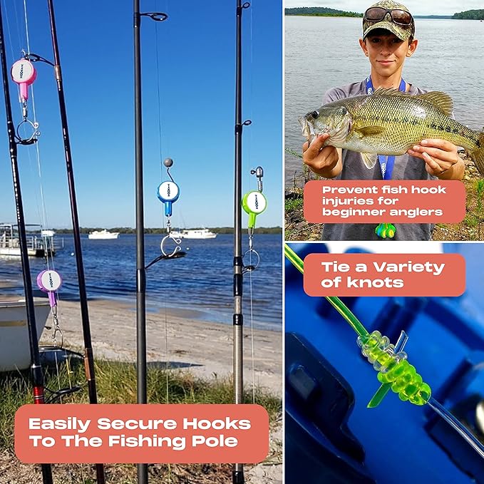 HOOK-EZE Fishing Knot Tying Tool | Protect from Fish Hooks | Tie Fishing Knots Easily | Cool Gadgets for Fishermen | Ice Fly Fishing | Fishing Accessories for Beginner Anglers | Nail Knot Tool