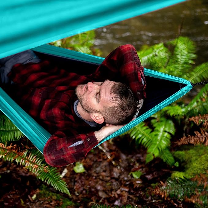 Wise Owl Outfitters Hammock Rain Fly – Waterproof Camping Tarp Cover with Tent Stakes & Carry Bag, Ultralight Shelter for Backpacking & Outdoor Shade