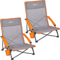 PORTAL Beach Chairs for Adults Camping Low Lightweight Portable Chair with Cup Holder Mesh Back Carry Bag for Outdoor Sand Lawn Travel Picnic Festival Concert, 350LBS
