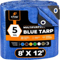 Better Blue Poly Tarp 8' x 12' - Multipurpose Protective Cover - Lightweight, Durable, Waterproof, Weather Proof - 5 Mil Thick Polyethylene - by Xpose Safety