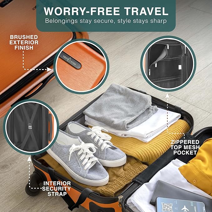 28 Inch Luggage with Spinner Wheels, Hard Shell Suitcase with TSA Locks for Luggage, Travel Large Suitcase, Expandable Hard Shell Suitcases, Orange