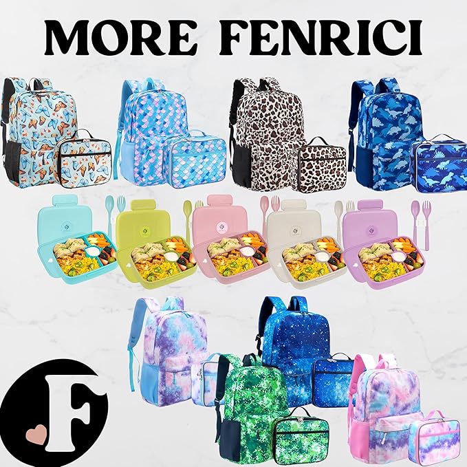 Fenrici Galaxy Lunch Box for Boys, Kids, Boy's Lunch Box for School, Insulated Lunch Bag for Preschool, K-6, Soft Sided Compartments, Spacious, BPA Free, Food Safe,10.8in x 8.5in x 2.8in, Blue