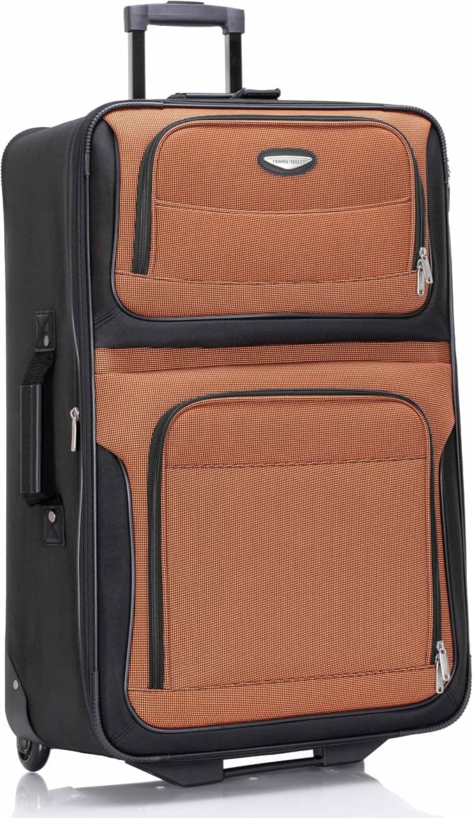Travel Select Amsterdam 29-Inch Softside Expandable Rolling Upright Luggage, Lightweight 2-Wheel Check-In Suitcase with Push-Button Handle, Orange