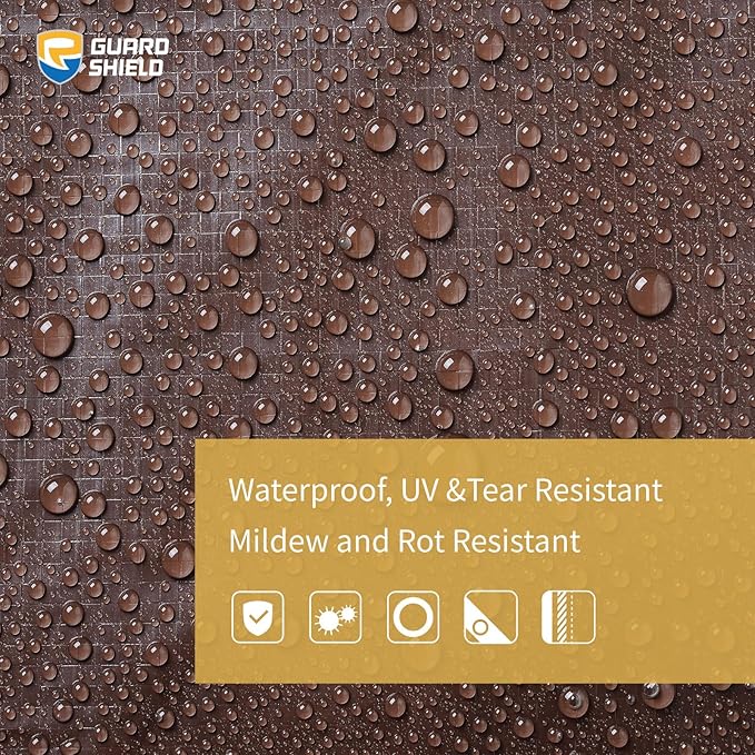 GUARD SHIELD Brown Tarp 10x10 Feet Waterproof Tarps Lightweight Camping Tarp Outdoor Multi Purpose Poly Cover 6mil