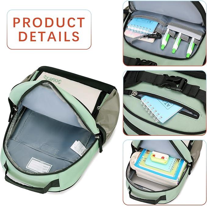Lightweight Kids Backpack for School Kindergarten Elementary Backpacks for Boys Ages 6-8-10 (Pale Pistachio)
