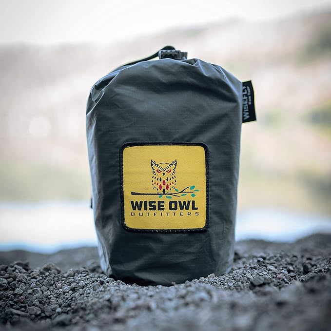 Wise Owl Outfitters Hammock Rain Fly – Waterproof Camping Tarp Cover with Tent Stakes & Carry Bag, Ultralight Shelter for Backpacking & Outdoor Shade