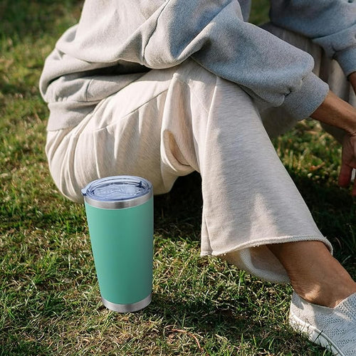 20oz Tumbler Bulk Stainless Steel Tumblers with Lid Vacuum Insulated Double Wall Travel Coffee Mug Powder Coated Tumbler Cup for Hot and Cold Drinks(Light Blue, 6 pack)