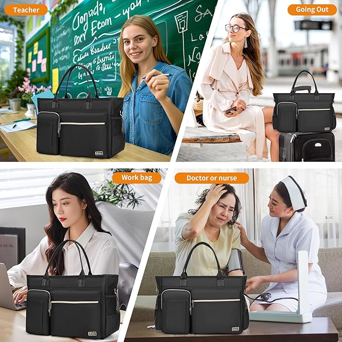 Laptop Tote Bag, Middle Size Computer Messenger Teacher Bag with 15.6'' Padded Laptop Sleeve