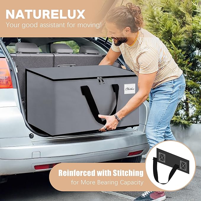 Heavy Duty Moving Bags - Extra Large Packing Bags and Storage Totes, Collapsible and Foldable Option for Moving and Storage, Grey, 125 L - 12 Pack