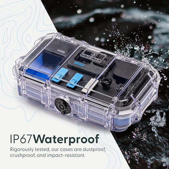 Evergreen ToughBox - Protective Case for GoPro | Compatible with GoPro Hero 9, 10, 11, 12 | Waterproof, Shockproof, Dustproof | Pre-Cut Battery Insert, Max Lens Mod, Bonus SD Card Holder (Clear)