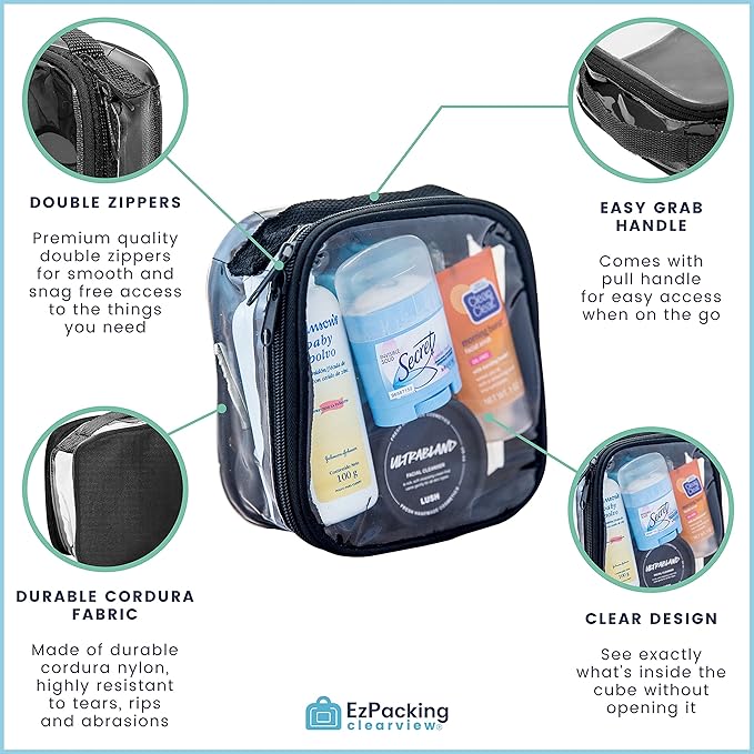 EzPacking Clear TSA Approved 3-1-1 Travel Toiletry Bag for Carry On/Quart Size Transparent Liquids Pouch for Airport Security/See Through Vinyl & PVC Plastic Organizer for Men and Women (Royal Blue)