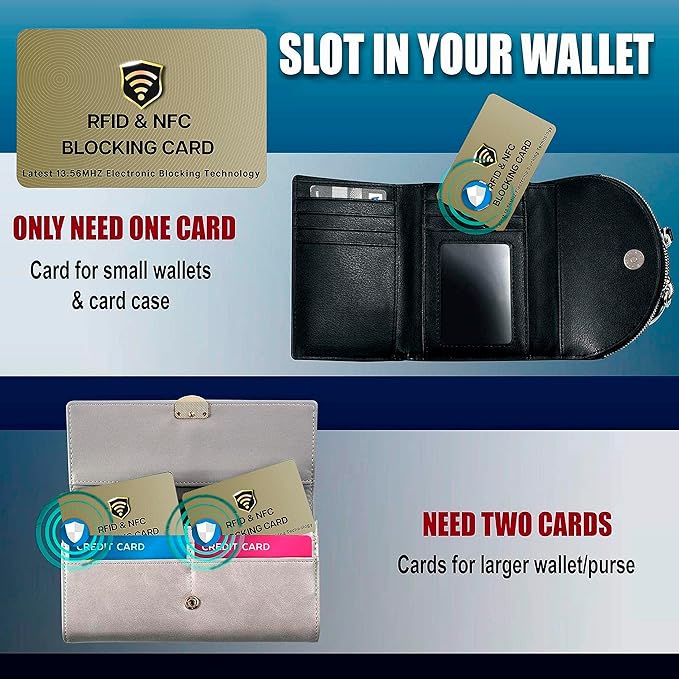 SaiTech IT RFID Protected Cards, 3 Pack One Card Protects Entire Wallet Purse For Men & Women, NFC Contactless Bank Debit Credit Card Protector ID ATM Guard Card – Golden