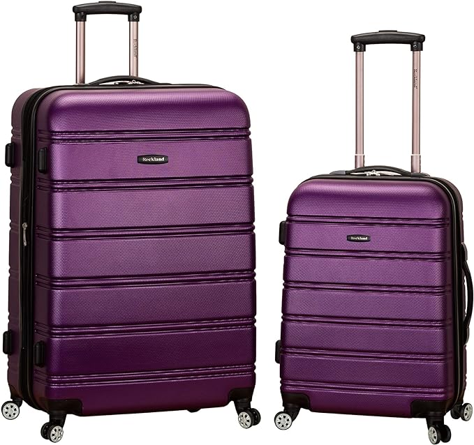 Rockland Melbourne Hardside Expandable Luggage with Spinner Wheels, Purple, 2 Piece (20/28)