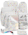8 Set Packing Cubes for Travel, Gifts for Women Mom,Anti-Tearing Suitcase Organizer for Luggage with Shoe & Hanging Toiletry Bag,OlarHike Vacation Essentials & Accessories for Cruise Ship,Flower