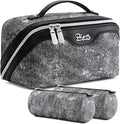 Travel Makeup Bag Cosmetic Bags for Women: 3 Sets Large Capacity Make up Bag - Portable Toiletry Bags with Handle for Women(05-Black)