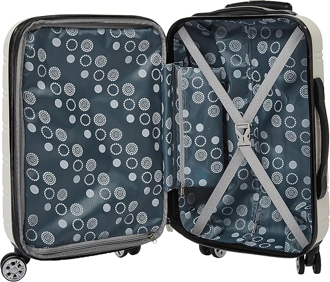 Rockland Melbourne Hardside Expandable Spinner Wheel Luggage, White, 2 Piece (20/28)